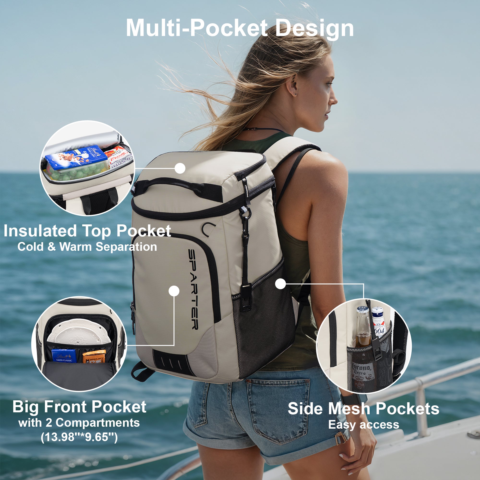 Sparter Backpack Cooler Insulated Leak Proof 30 Cans