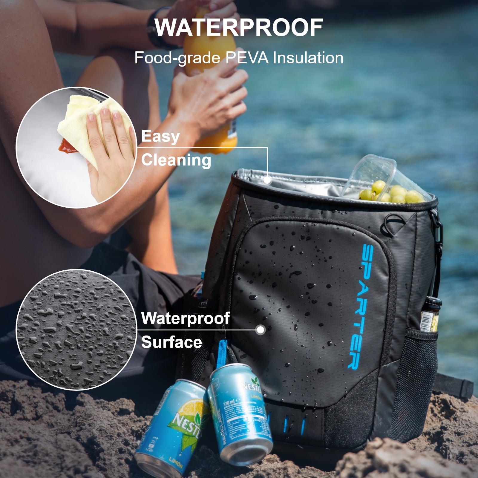 Sparter Backpack Cooler Insulated Leak Proof 30 Cans